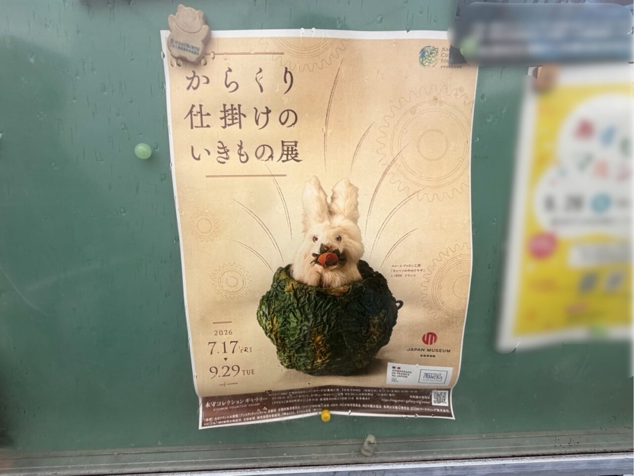 キャベツから顔を出したウサギの人形が載った特別展のポスター